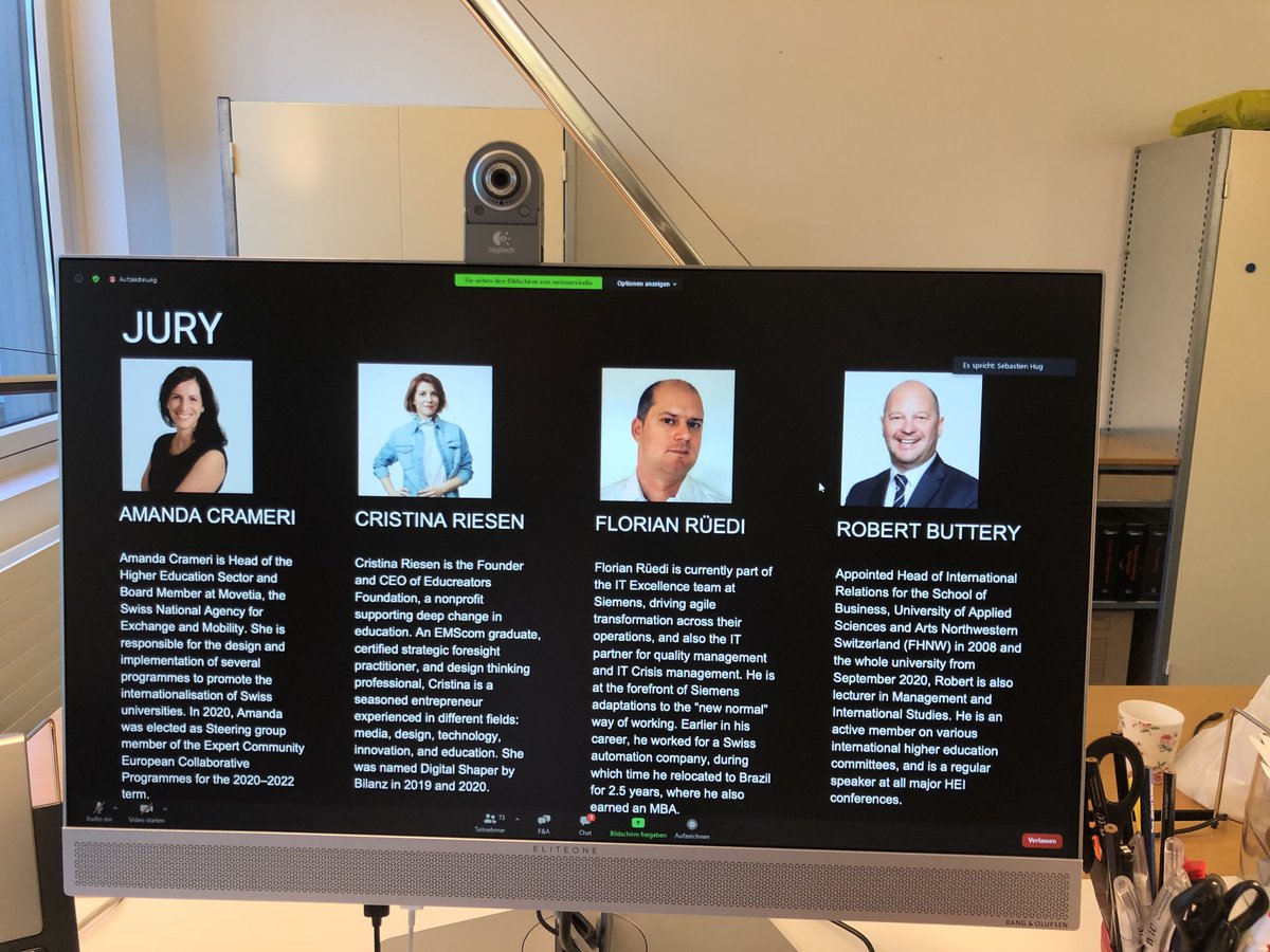 mdallavecchia's tweet photo. The #nexHack2020 jury is ready to deliberate. A plethora of global #hackathon teams meeting the @swissnexindia @swissnexBoston @movetia_ch #digital challenge. #studyinswitzerlandplus #fhnw #swissuniversities #LearningTomorrow #internationaleducation #movetia https://t.co/f6x1nXGSTT