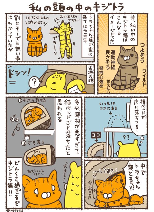 【昔の漫画】キジトラ実はドンくさい猫説

ドンくさい所が可愛いんですけどね…ええ

#漫画が読めるハッシュタグ  #猫漫画 