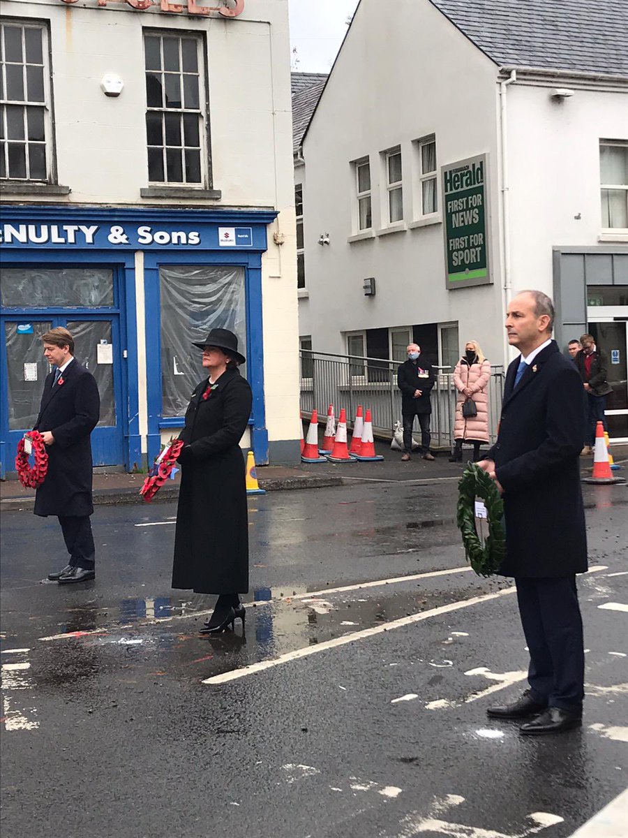 MichealMartinTD's tweet photo. I was honoured to represent the Government and lay a wreath at the Remembrance Day ceremonies in Enniskillen earlier today. A deeply moving event. It is hard to believe that the atrocity at Enniskillen was 33 years ago. https://t.co/ZaXUYZg4Xe