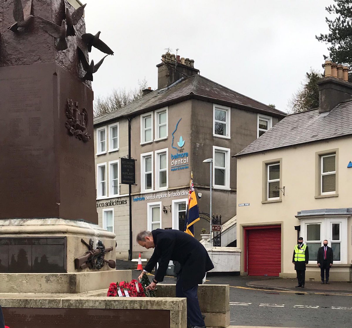 MichealMartinTD's tweet photo. I was honoured to represent the Government and lay a wreath at the Remembrance Day ceremonies in Enniskillen earlier today. A deeply moving event. It is hard to believe that the atrocity at Enniskillen was 33 years ago. https://t.co/ZaXUYZg4Xe