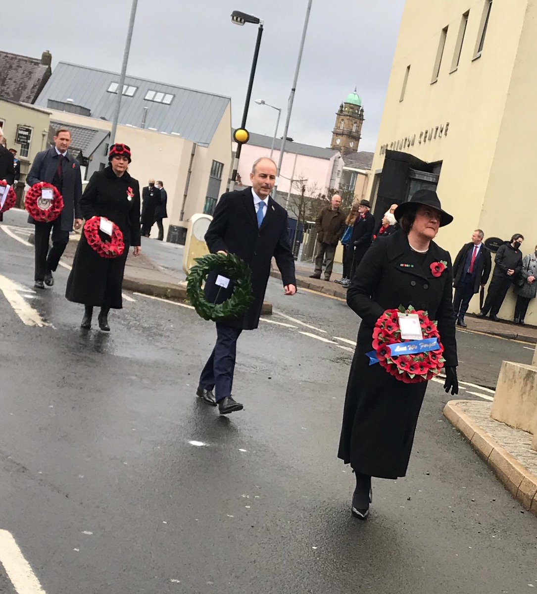 MichealMartinTD's tweet photo. I was honoured to represent the Government and lay a wreath at the Remembrance Day ceremonies in Enniskillen earlier today. A deeply moving event. It is hard to believe that the atrocity at Enniskillen was 33 years ago. https://t.co/ZaXUYZg4Xe