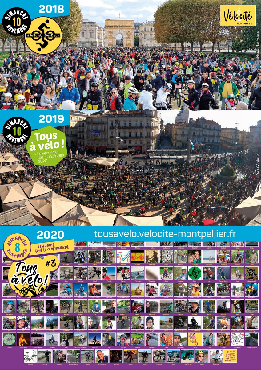 VelociteMtp's tweet photo. 2018 - 📸 #JeSuisUnDesDeux - le Peyrou envahi de 🚲
2019 - 📸 #TousàVélo - la Comédie inondée de 🚲
2020 - 💻 😷
Retrouvons nous sur https://t.co/gApcrVDpOj 📝
C'est le moment de partager le bonheur de se déplacer à vélo, et d'exprimer vos rêves de ville cyclable ! 🚶👩‍🦯👨‍🦽🛹🛴🚲 https://t.co/AaOQMxzxMp