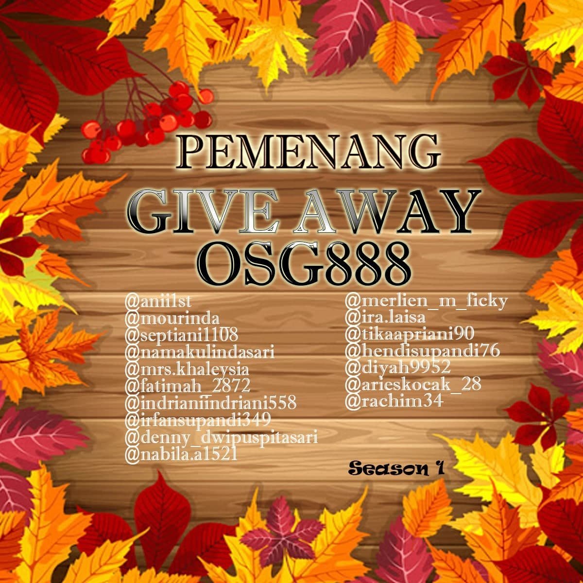 CitraniNuri's tweet photo. CONGRATULATION!! 🎉

Selamat!! kepada para pemenang yang terpilih dlm GIVEAWAY like,comment dan Repost di akun kami @Osg888Official 

Hadiah pengirimkan berupa pulsa 

Akan ada GIVEAWAY selanjutnya , ikuti terus ig OSG888_official : https://t.co/fIkR01PwzD

#giveawayosg888 https://t.co/2HatpneXu7