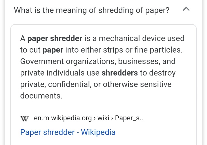 "Shred the brush on the paper"Here& #39;s what i found on Wikipedia to shredding paper "government organisations, businesses and private individuals use shredders to destroy private, confidential, or otherwise sensitive documents"+