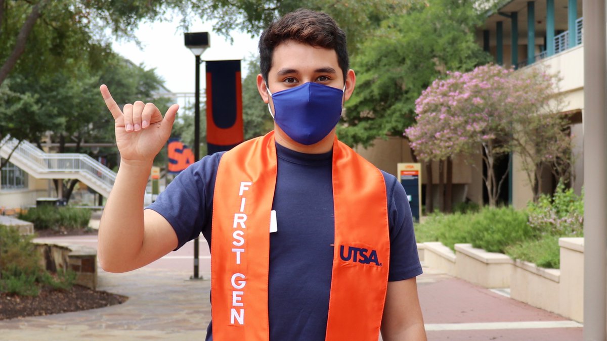 UTSA's tweet photo. UTSA, 45% of you are first-generation college students and we couldn't be prouder. Join us in the nationwide #FirstGenCollegeCelebration. ๐ #UTSA @UTSA_FGTSC https://t.co/zthVB7v531