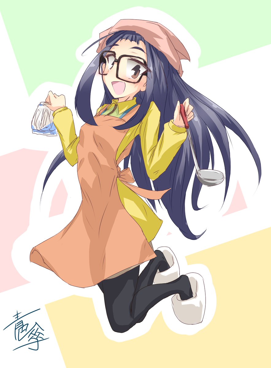 ゆるキャン 大垣千明 梨っ子あきちゃんのほうとう食べたい 青色 傘 のイラスト