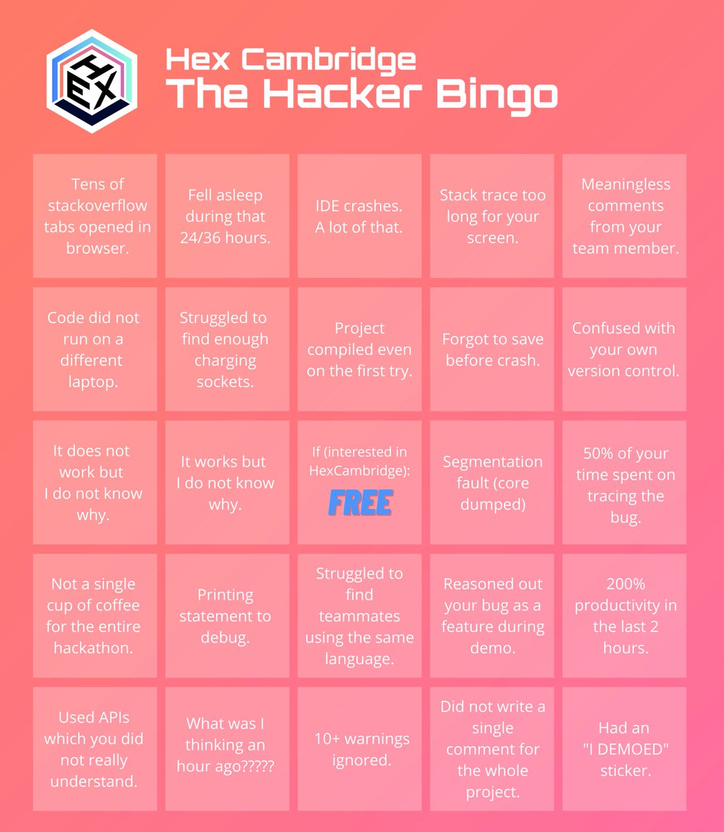 Sunday is a great day for a bit of rest!
And hereby we present to you our first #HexCambridge mini challenge!

Make an attempt and share it. The one person with the most number of likes before the #HexCambridge hackathon day will get a surprise gift from us!