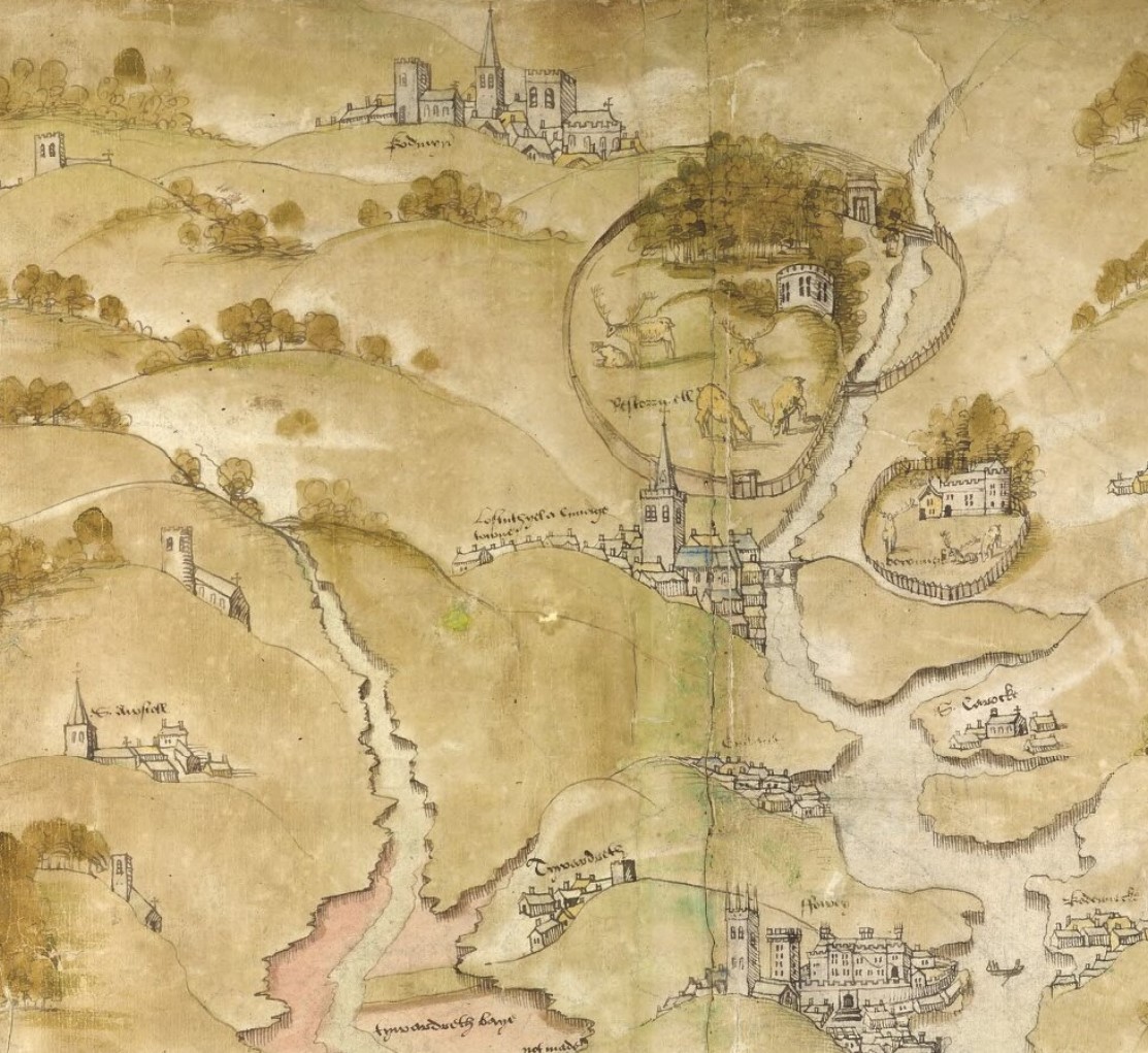 A fascinating ten-foot-long map of the south-west coast of England from Exeter to Lands End, dated 1539-40; I could zoom in and out of this all day! For a zoomable version, see  https://images.iiifhosting.com/iiif/54b2fd5df4cd734306d5fcef8deee37f80602f08a65533088090177939d9745b/ The extracts used here include Mount's Bay, St Ives, Phillack & Lostwithiel.
