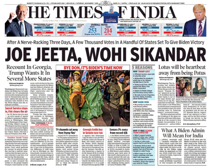 Tanvi Madan (@tanvi_madan) on Twitter photo Though this front page from yesterday wins the prize...
(plays off "jo jeeta wohi sikandar" - he who wins is the ruler/leader/defender of the realm) Though this front page from yesterday wins the prize...
(plays off "jo jeeta wohi sikandar" - he who wins is the ruler/leader/defender of the realm)