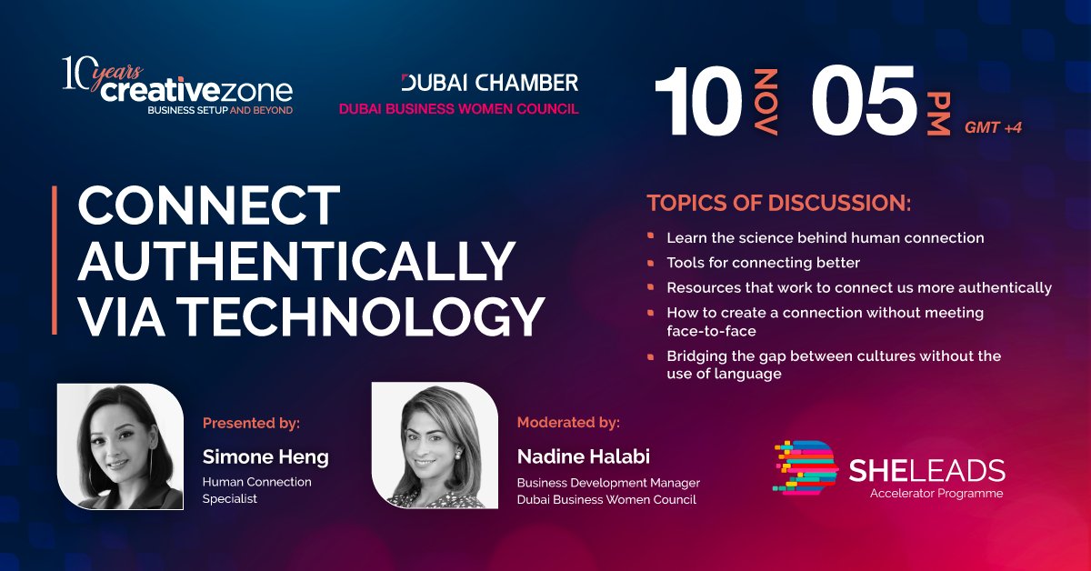 DBWC_UAE's tweet photo. The 8th module of @DBWC_UAE @creativezonedxb #SheLeads #Accelerator Programme will be facilitated by @simoneheng, Founder of Simone Heng Speaking Pte Ltd & will be moderated by @nhalabi78 #DBWC'S BDM on Nov 10 at 5PM UAE Time. Register here https://t.co/ReV1xVYAVr https://t.co/Z08Iks5YVT