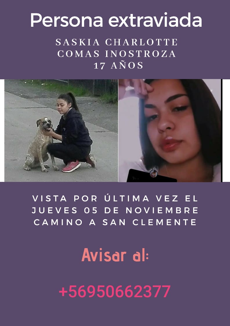 mariapazlarrain's tweet photo. ATENCIÓN CURICANA DESAPARECIDA, VISTA ÚLTIMA VEZ EN TALCA, SI USTED NO ES DE LA ZONA IGUAL AYUDE CON SU RT GRACIAS https://t.co/IcqdiA5VlA