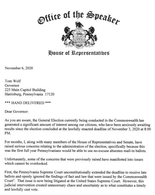 Pa House Republicans On Twitter Here S The Letter Sent By The Speaker Of The Pahouse Bryan Cutler To Governortomwolf Requesting A Full Audit Of Pennsylvania S 2020election Results Https T Co Nlgqxgzpex Https T Co Vk49vvkjw9