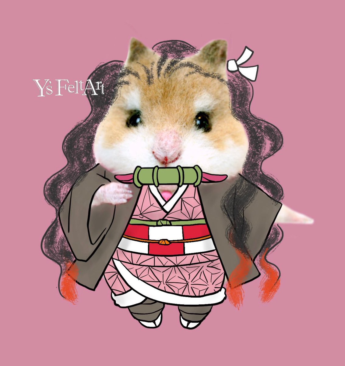 ゆかりん Y S Felt Art 鬼滅人気に全力で乗っかるハムっ ロボロフピンク渾身のコスプレイラスト 今日池袋に行ったら鬼滅コスプレしてる人たくさん見ましたよ 何かイベントやってたのかな 映画観にいきたいよー 子連れで観れる映画館