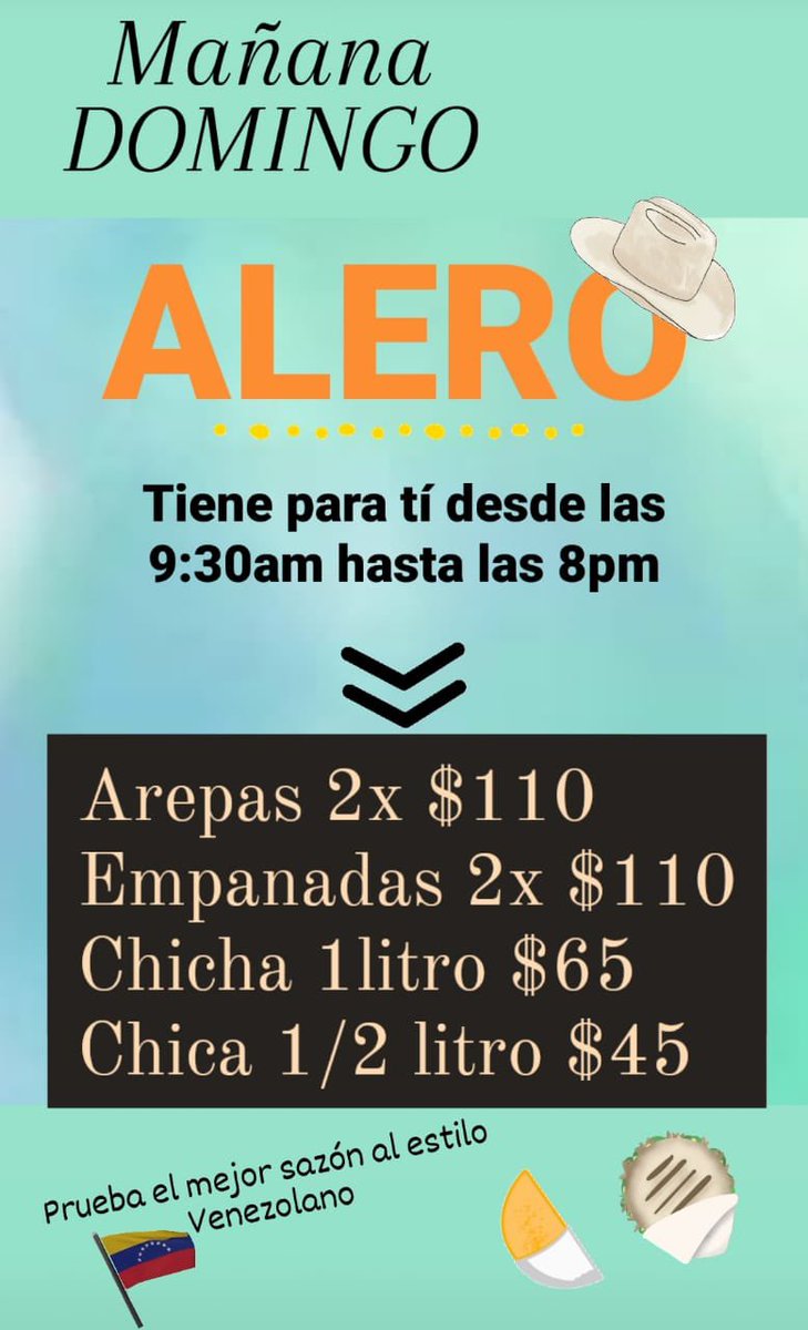 MxAlero's tweet photo. Buenos días ☀️ vecinos, recuerden hacer su pedido con anticipación , este domingo traemos para ti, ricos desayunos 🇻🇪
Revisa nuestro menú: https://t.co/rpGOuUuDEW
📞 - (56)13056176
Nos ayudan con un rt 🙏 @ColoniaEscandon #ConsumeLocalBj https://t.co/Vyp8peweUd
