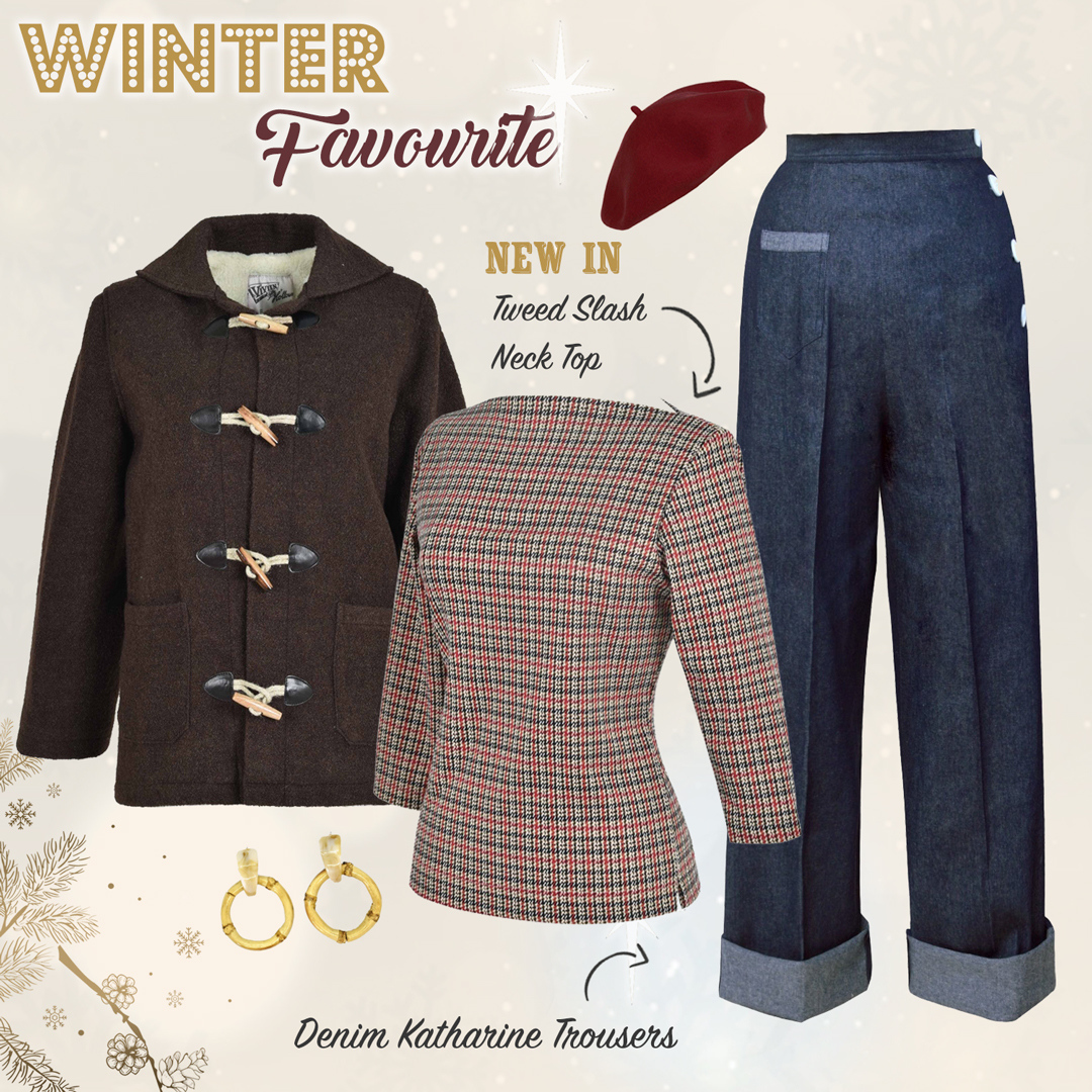 VivOfHolloway's tweet photo. Winter favorite ... ❄️
Our NEW Slash Neck Top Tweed is perfect for your winter casual outfits, available on our website! 😍
#vivienofholloway #1950stop #winteroutfit #vintagetop
https://t.co/HukESZUfJ1