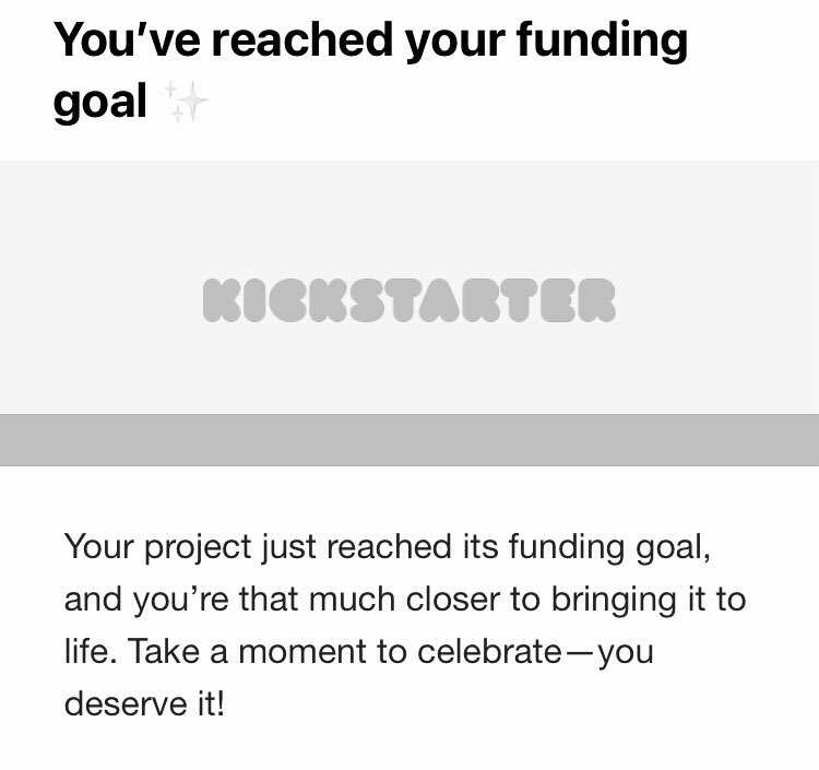 JerMilmine's tweet photo. We did it! With time to spare...

Endless thanks to all that contributed.

#kickstarter #kickstarterfunded #funded #goalreached #100percentfunded https://t.co/7Kzp6Kwdis