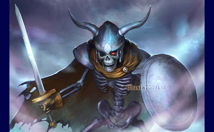 七海ルシア ドラゴンイラスト集２巻制作中 Boothは少し延期します Ar Twitter 143日目 スケルトン 白骨の魔物 アンデッドの言い伝えは昔からあるが 骨だけで動いて人を襲う話は意外と少ない 墓場から蘇るゾンビと違い 沈没船の船乗りや戦場で倒れた騎士が