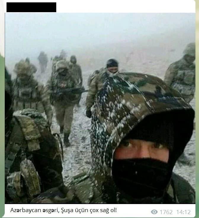 armnerssis's tweet photo. Yet another falsehood of AZE titled “We thank the Azerbaijani soldiers in Shushi”.
Well, let me tell you something:
1) it’s not snowing in #Shushi right now,
2) these are Turkish, not Azerbaijani soldiers,
3) the photo was taken back in 2017 during an operation against the PKK. https://t.co/Avgo3pEj0x