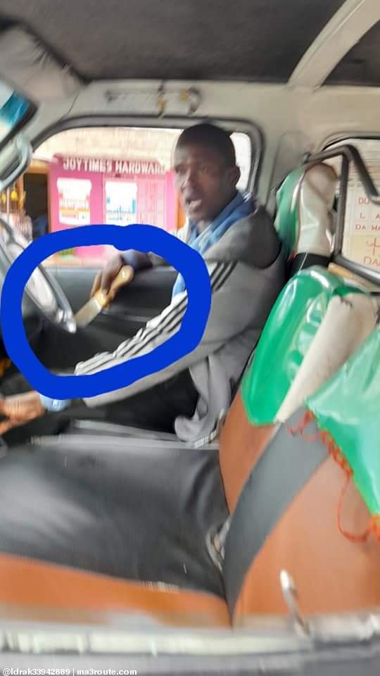 a3Route's tweet photo. 17:13 a matatu  operating between tajmall and utawala. The driver and conductor has pangas. Not taking passengers to their destination and has hit a pass anger with a panga for complaining  https://t.co/0OyQUfmUle via @Idrak33942889