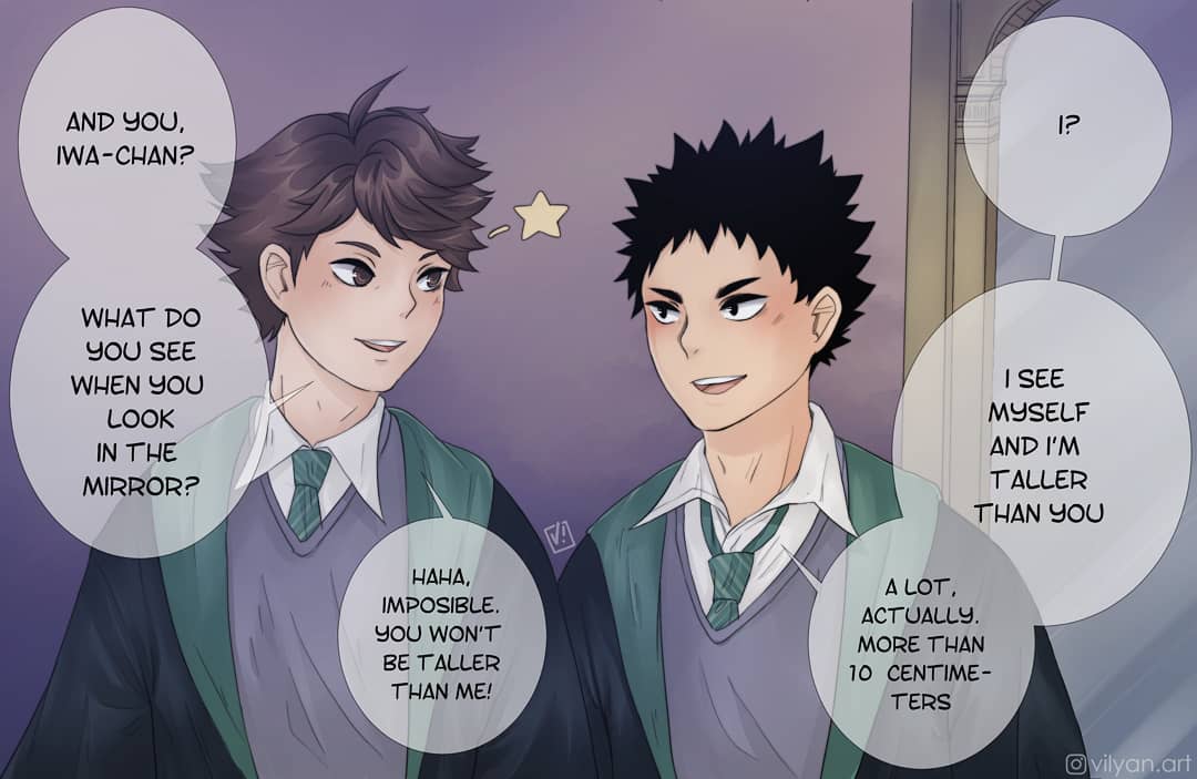 Part 2 - Half-Lie.
So many of you asked me to draw part 2, so I did! Hope you like it!
✨"Erised stra ehru oyt ube cafru oyt on wohsi."✨
#iwaoi #haikyuu #harrypotterau #oikawa #iwaizumi 