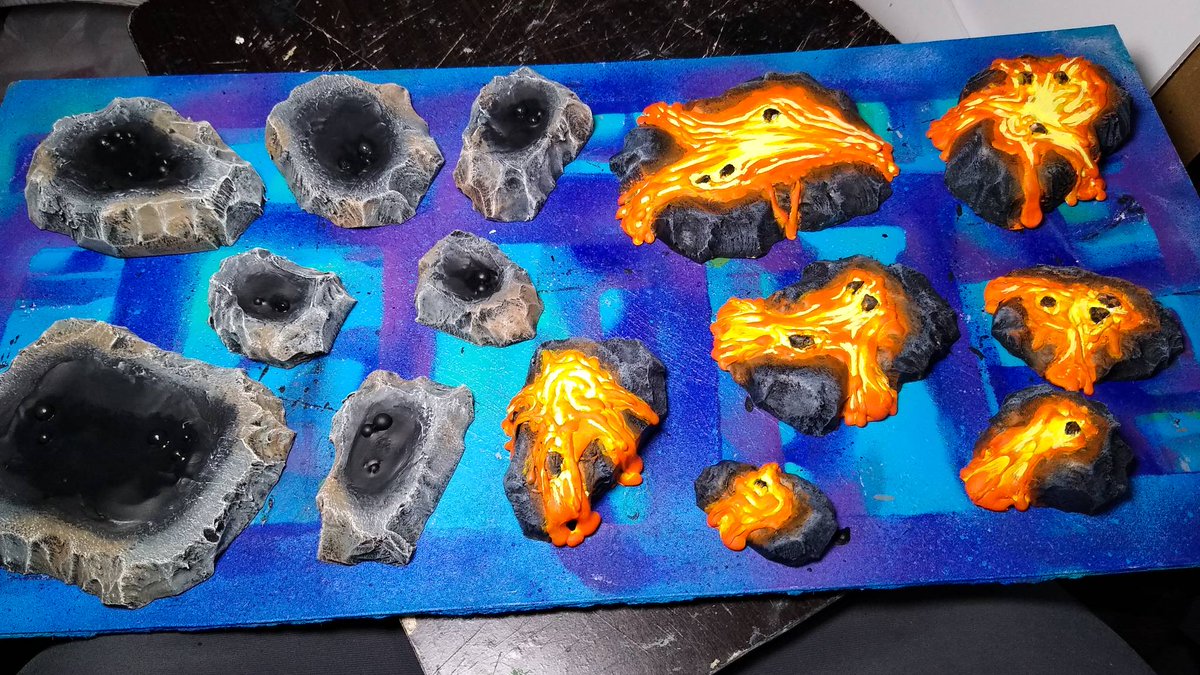 ArtJeremiah's tweet photo. Working on a variety of "Liquid" style #terrain. If you are interested, this is coming to my shop soon.
https://t.co/gNuGTYwajl
#wargamingterrain #tarpits #lava #wargaming #dndterrain #40kterrain #aosterrain #dnd #wh40k #aos #terrain #warmongers https://t.co/jlkgPQVbSl