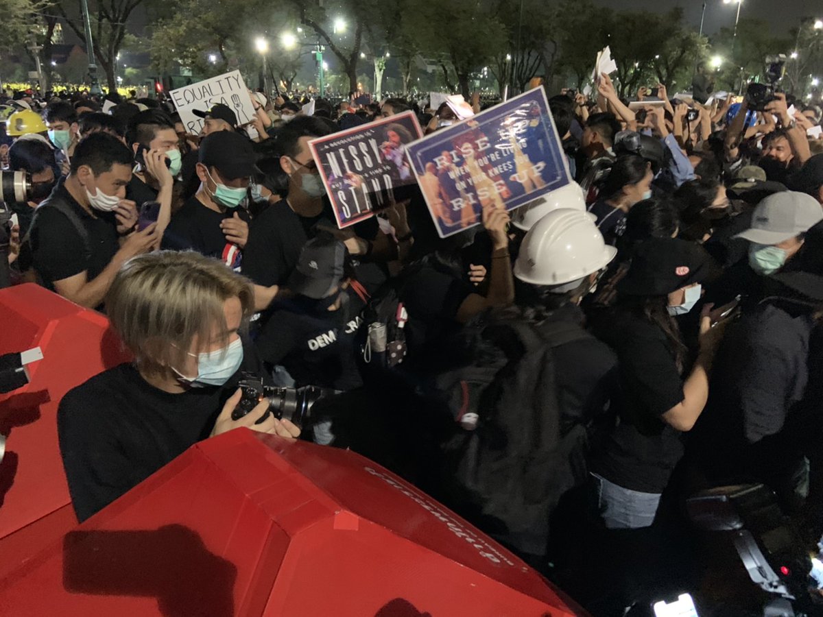 Protesters at the mailboxes provided by organizers to receive letters meant for the king