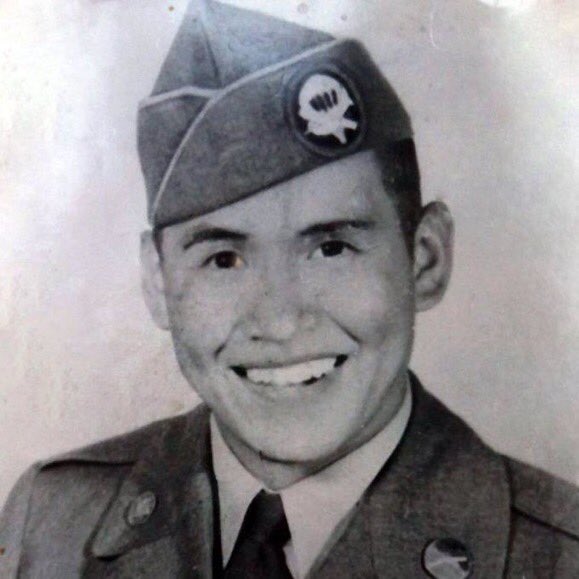 Puglaas's tweet photo. Today is Indigenous Veterans’ Day.

To all Indigenous Veterans past and present, Gilakas’la for your strength, service &amp; sacrifice. We will remember. #CanadaRemembers #LestWeForget 

[📸s: my late Uncle Reginald ‘Rusty’ Wilson, Korean War Vet. &amp; @andyeverson’s ‘Remembrance’ 🙏🏽❤️] https://t.co/9KIQloVslV