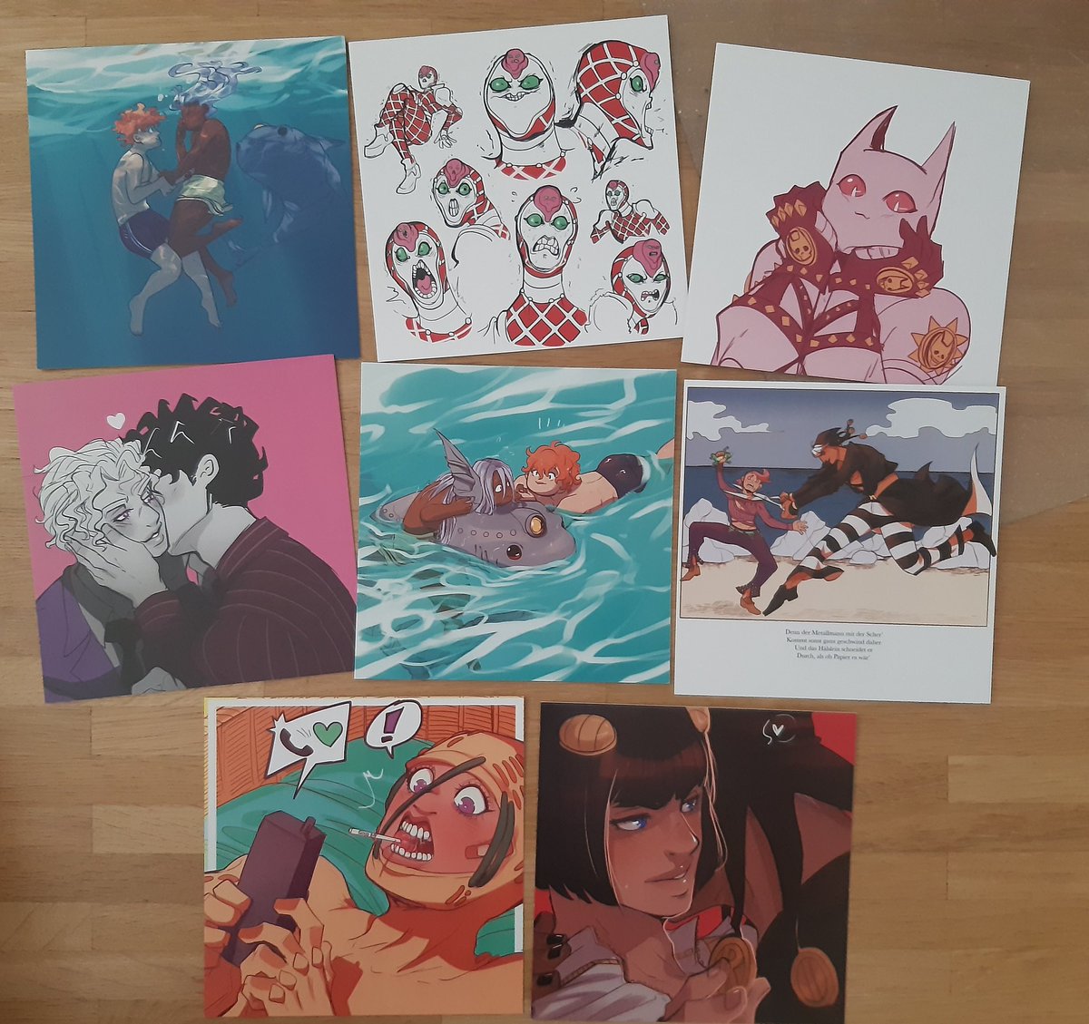 We also printed a shitton of postcards! ??? The ones on the second pic are by my roommate @chrysanthyee , the others are by me!
I added tiny doodles to their backs as well! ? They'll be in our shop as well, we really hope you like them! ???