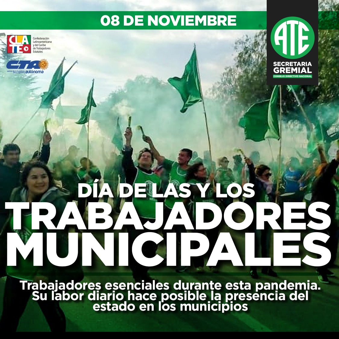 SecGremialAte's tweet photo. Hoy se conmemora el día de los trabajadores municipales, recordando una de sus primeras organizaciones. Son los y las que brindando sus conocimientos y experiencias logran poner al Estado al servicio de la comunidad. https://t.co/QAyStzruBk