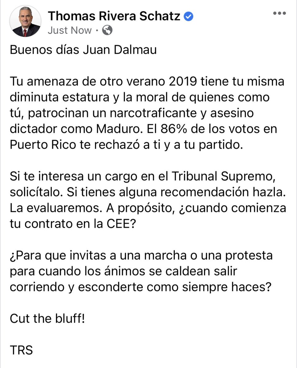 Buenos días <a href="/juandalmauPR/">Juan Dalmau</a>