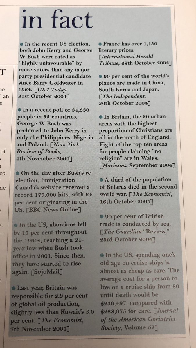 December 2004.90% of British trade done by sea. This one has cropped up a few times since...Britain’s oil output was on a par with Kuwait’s.Most voters had highly unfavourable views of both presidential candidates. Thank goodness this one has changed so much since...