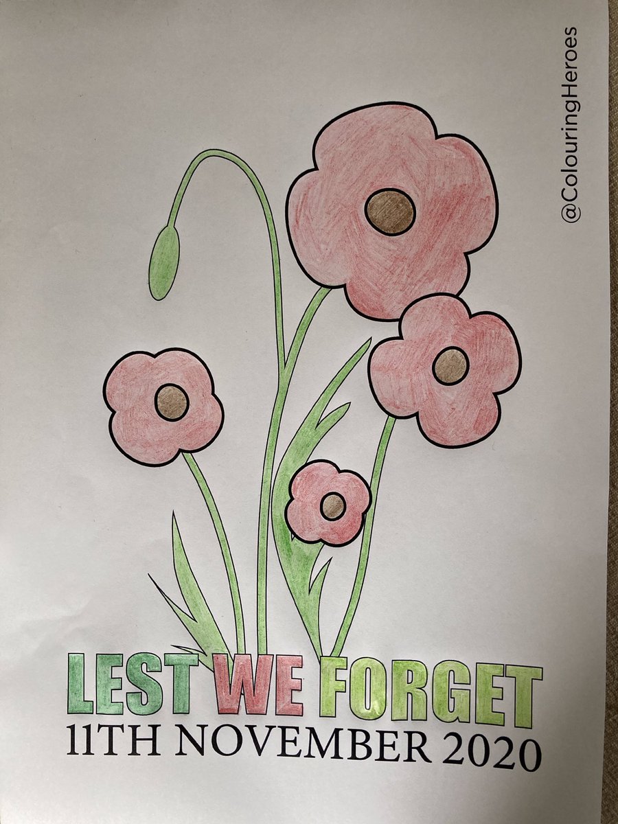 #RemembranceDay #LestWeForget #PoppyWatch #colouringforheroes <a href="/ColouringHeroes/">ColouringHeroes 💙</a>