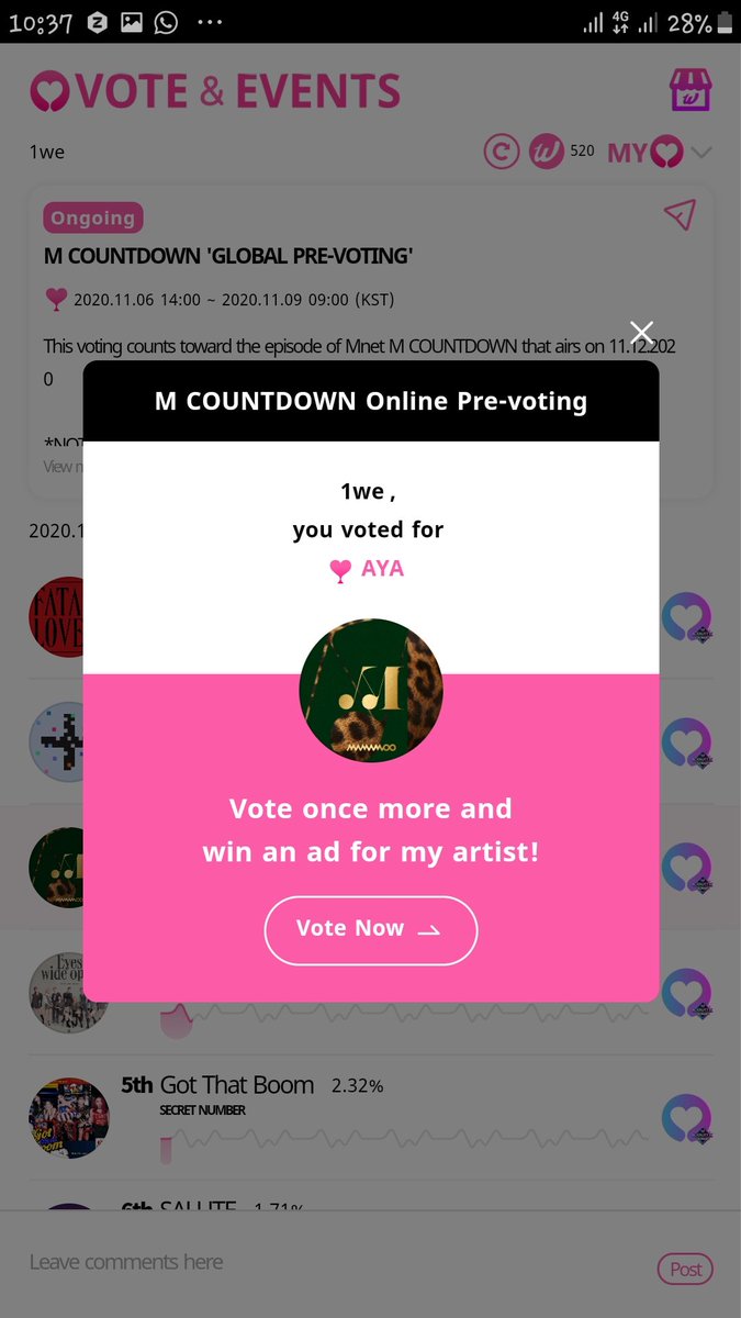 hyunguitarist's tweet photo. @ByulYootaeMult1 @official_ONEWE @RBW_MAMAMOO Thank you! I've used all my accs to vote mamamoo too https://t.co/Y6rnxj5zqK