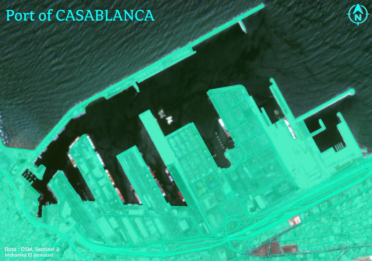 EljarmouniMed's tweet photo. #30DayMapChallenge
Day 3 : Polygons
Port of #Casablanca
#Morocco #Port #OSM #Sentinel #OpenData https://t.co/4sPqQFh1yM