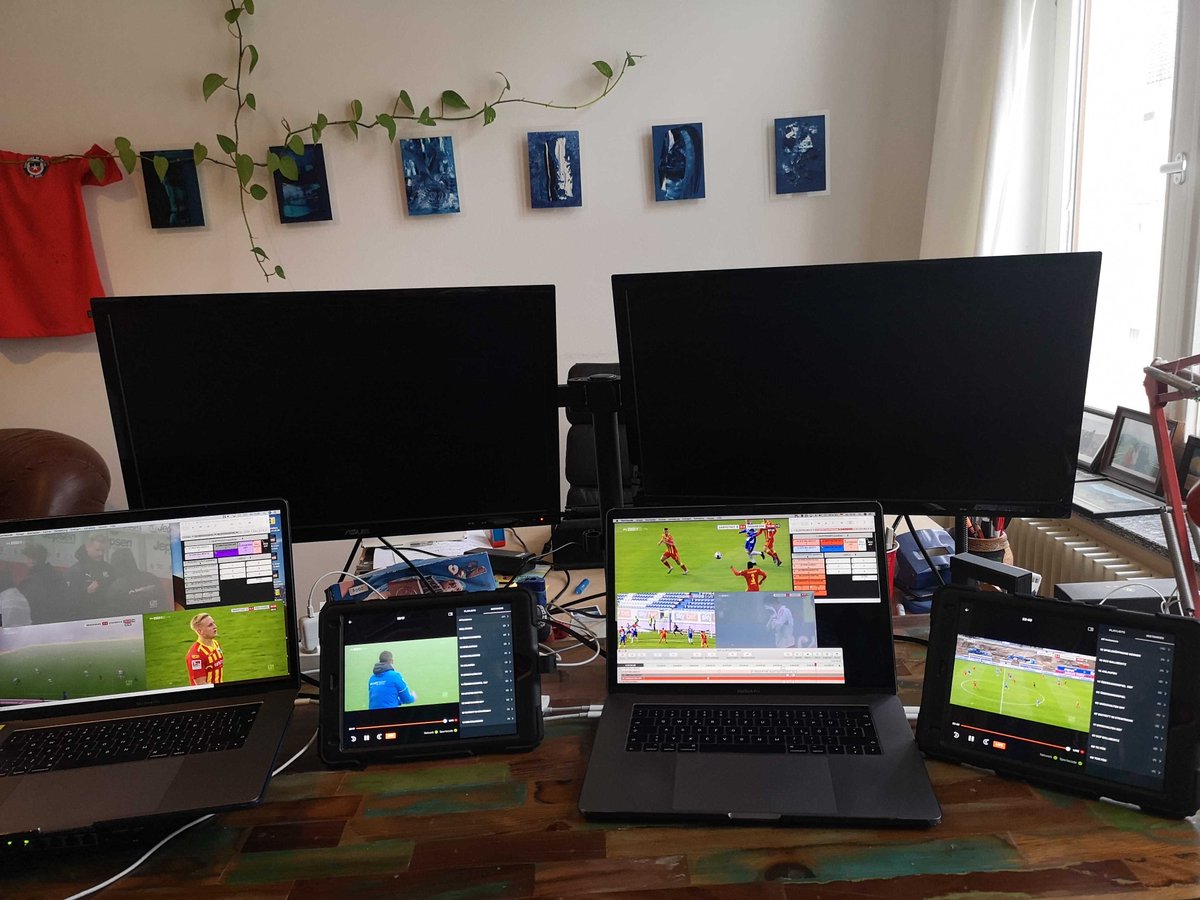 AndreasGHofmann's tweet photo. Sunday means #Bundesliga -> @HudlAnalysis solutions!
Running #HudlSportscode #ipcapture , Live-Importing #MultiAngle Video, Selective Sharing to two #HudlReplay iPads and #livecoding on two machines.#WFH Enjoyed the Games of our #Hudl-Users:@SCPaderborn07
@SSVJAHN
@VfL_1899
@sv98 https://t.co/4IYbjxMaj4