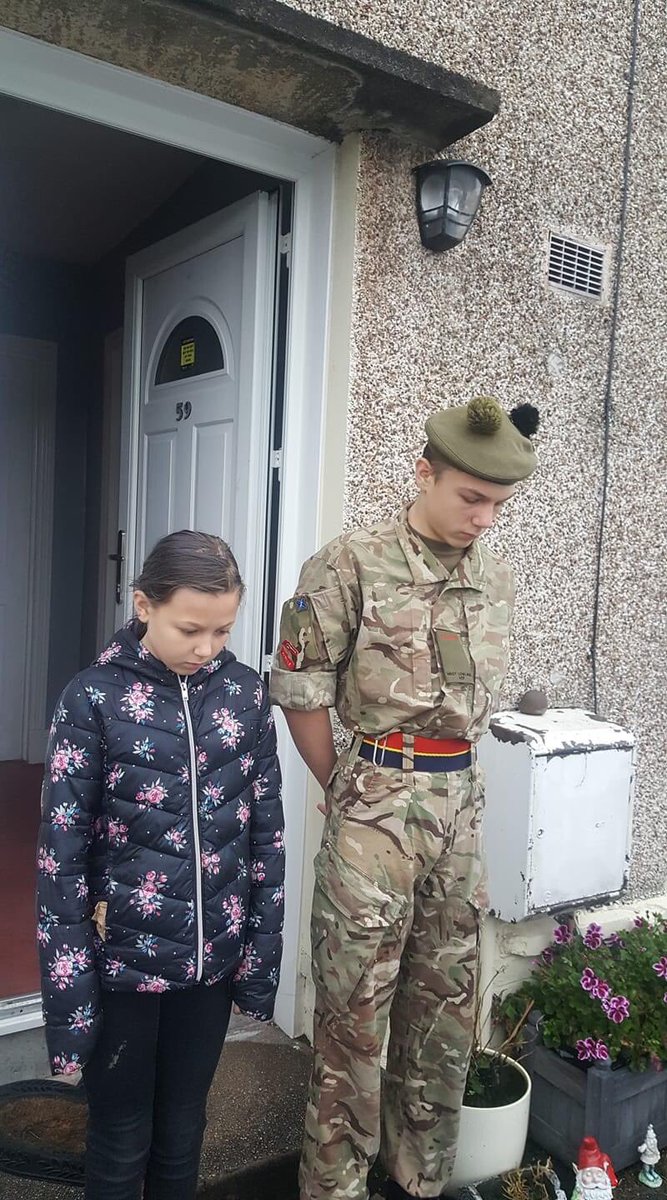 AnnanAcf's tweet photo. L/Cpl Piercy and CSM flett participating in the 2 minute silence today, remembering those who have fallen. #ACFgratitude #RemembranceSunday #RemembranceDay #acf #Keeptheflamealive https://t.co/w4QNa03IdW