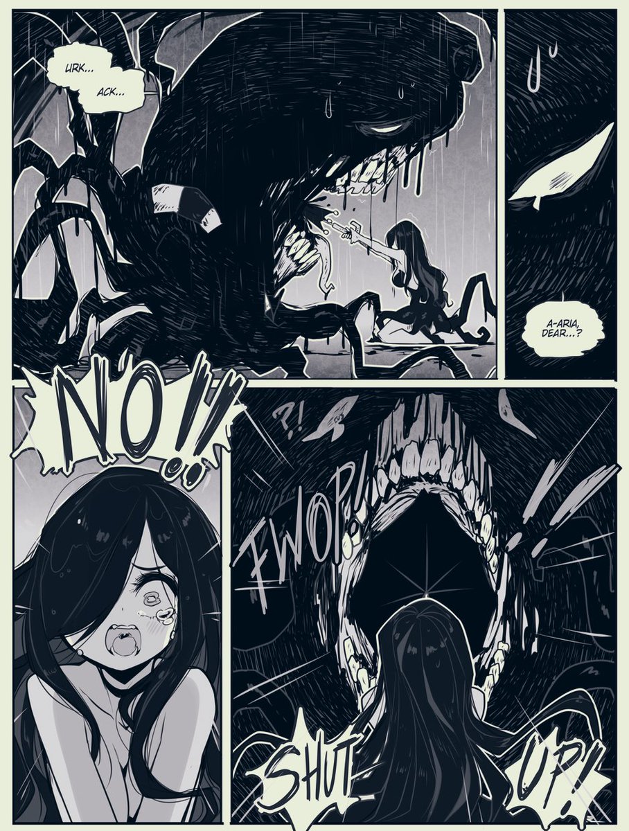 Late Amissio update! ♥
Took a while but I'm catching up.
Little Aria was desperate and kicked our friend tentacle monster in the eye before their marriage.
When suddenly..!
(Read here!)
https://t.co/G9BvTZoWSu 