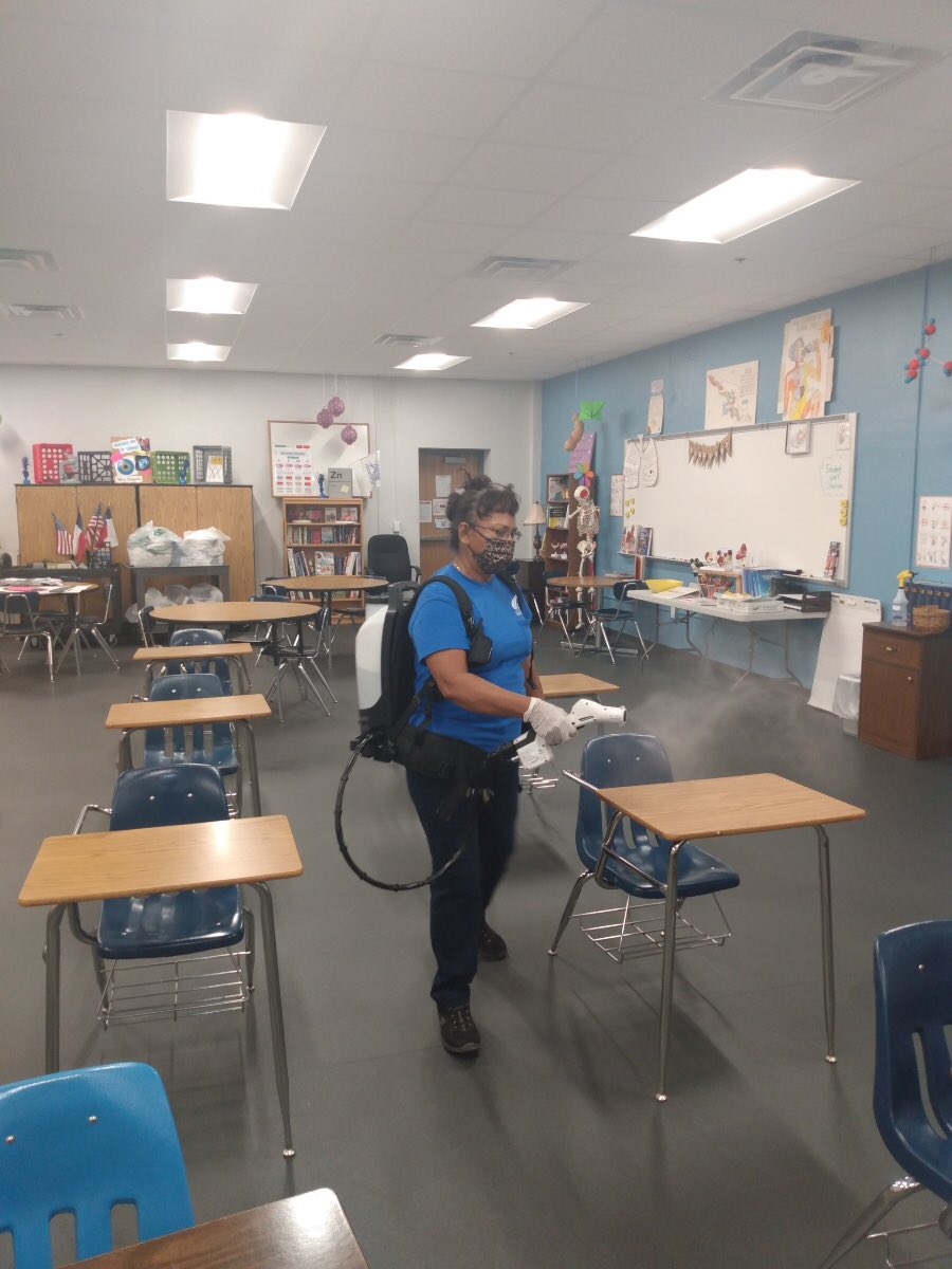 facilitiescfb's tweet photo. Our custodial team is always working hard to keep our schools cleaned and sanitized. #CustomerService #plantops #cleaning @CFBISD #loveourcustodians https://t.co/bbjUsFtYEW