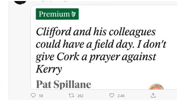 CiaranWard73's tweet photo. Do you want chilli or garlic sauce with your hat, Pat?

#gaa #kerrygaa #corkvkerry #corkgaa https://t.co/2wwXGMm0RQ