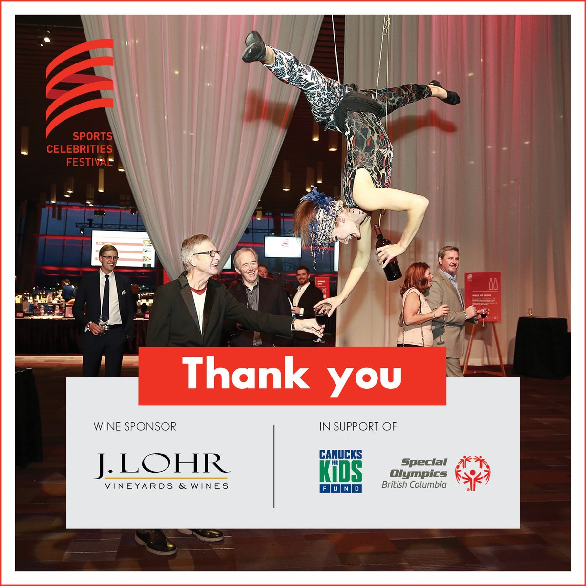 SpecialOBC's tweet photo. Raising a glass to thank #SCF2020 Wine Sponsor @JLohrWines! Grateful for your support of Special Olympics BC and @Canucksforkids! https://t.co/QBJk3j761h https://t.co/ZusJC4kLUJ