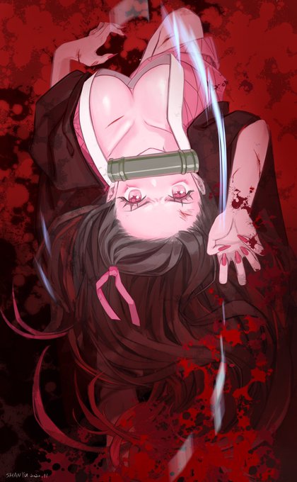 AAAAAZUKIさんがTwitterに投稿した竈門禰豆子(鬼滅の刃)のイラスト。