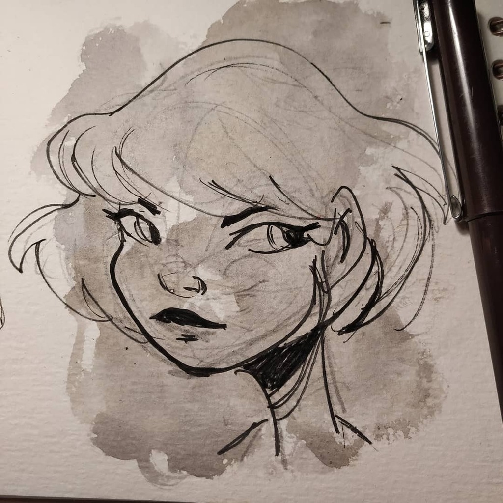 EccentricPencil's tweet photo. Triying this fountain pain on a random watercolor stain. I like a lot the inking with these!
.
.
.

 #watercolorsketchbook #watercolor #childrenbook  #watercolorsketch  #girlsketch #characterdesign #conceptart #traditionalart #childrenbook #traditionalpa… https://t.co/BWIEMwOLv0 https://t.co/IH1CBaxRVC