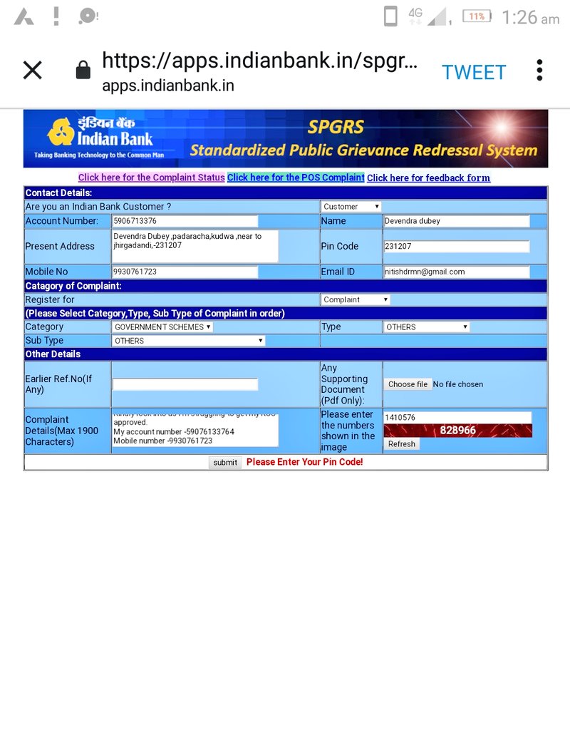 NitishD64265164's tweet photo. This what I am able to in your link share to me .I am just fed up with dalla branch manager sinha and chaubey field officer.they are making formers fool,
Kindly into my matter ,my account number-59076133764
Mob-9930761723
It's been 65days I m running for KCC . https://t.co/DAhhRaBS9X