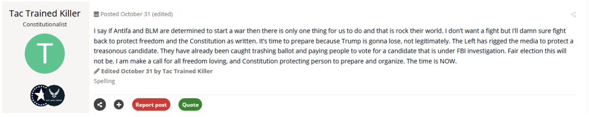 timothy is a 100% disabled veteran (at least according to the application he filed to not pay property taxes on his half million dollar home), so he doesn't work, which means he has a lot of spare time to try to incite others to violence online.
