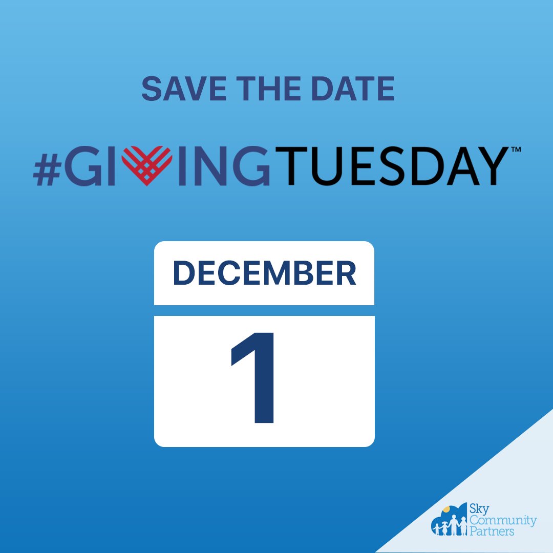 _SkyCP's tweet image. Save the date! Mark your calendars for Tuesday, December 1 when Sky Community Partners will be part of Giving Tuesday. Help us provide access to education and health resources to underserved Philadelphia communities. #GivingTuesday