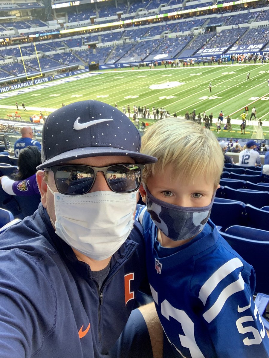 DerekTburg's tweet photo. First live football game since XFL Week 5. This is well orchestrated by the @Colts and the @NFL, but I miss orchestrating the #beersnake in DC with @RaelEnteen @stephrudnick @NashvilleSSPrez @khunzeker and our Commish. https://t.co/YmeqxI1FcN