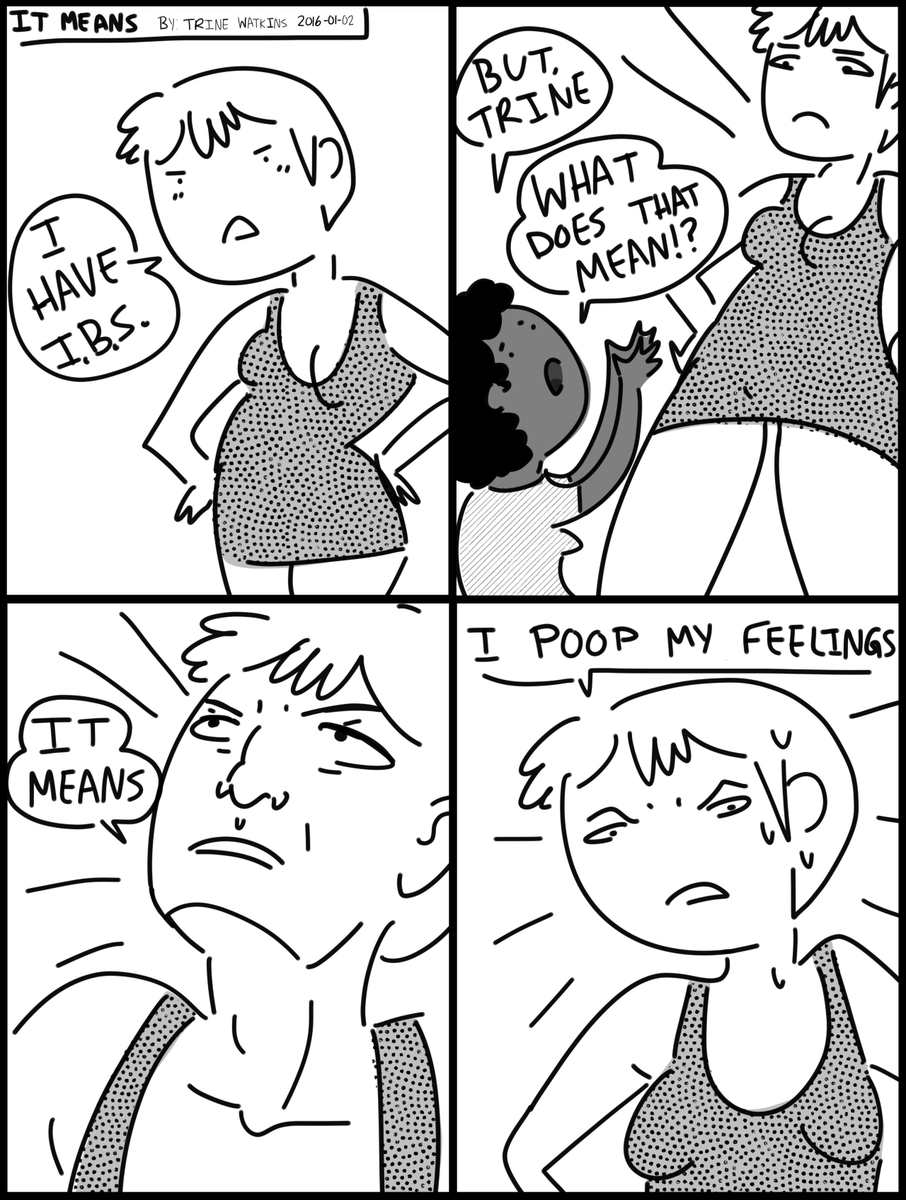 joinwana's tweet photo. “When someone asks what IBS means”

 credit: Trine Watkins on Tumblr

#wearenotalone #ibs #chronicillness #invisibleillness #irritablebowelsyndrome https://t.co/klyXbQgPME