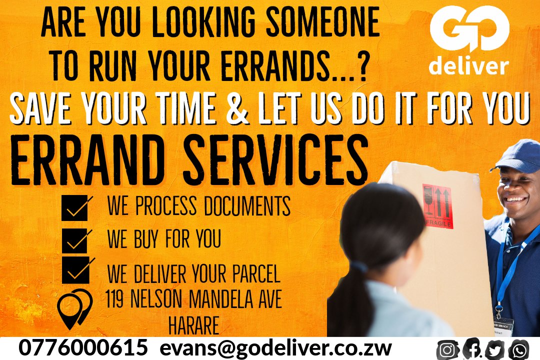 deliver_go's tweet photo. Our Services include :
🚀 Errands 
🚀 Pick Ups
🚀 Drop Offs
🚀 Documents, Parcel Delivery 
🚀 Food delivery
Think Courier. Think Us.
0776000615
#deliveryMadeSimple #RIPGINIMBI #ripmoana #redmarketsunday @redmarketsunday @JereraOnline @iMisred @retweet263 @Makomborerol @ashepany7 https://t.co/gc5TXXOWMV