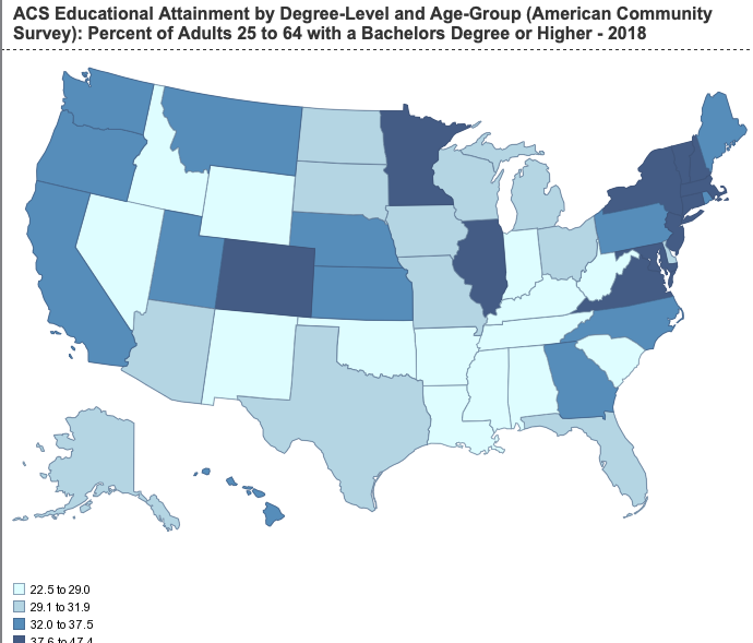 What we're seeing is that the divide in US politics now is more about education and metropolitan growth than traditional regional orientation. Thx to Atlanta, GA now more educated than most of the "blue wall" 2/