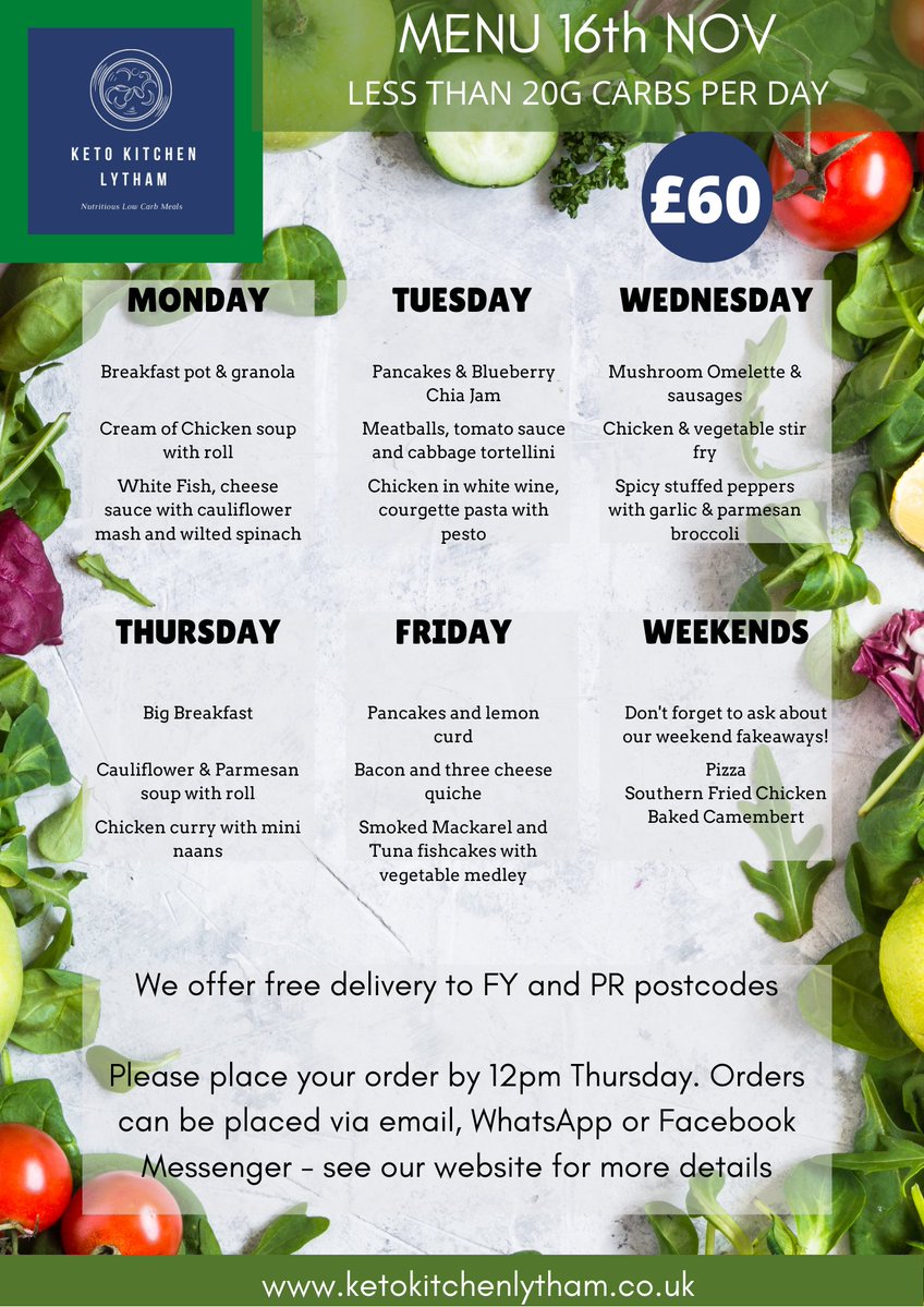 Next week's menu is now online and available to order.

Find out more at ketokitchenlytham.co.uk

#keto #Ketogenic #lytham #Diet